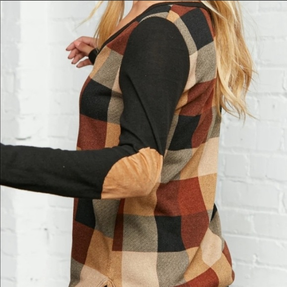 Sharp❤️🤎sassy rust+burgundy+black top elbow patch - Picture 2 of 6